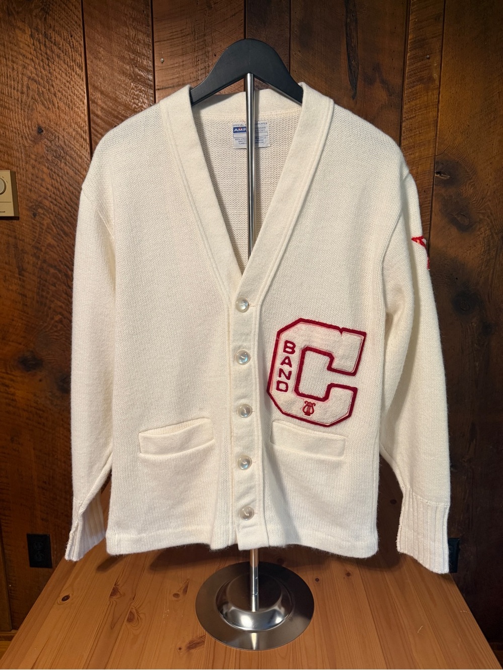 Vintage 70s AMF Tennessee American Orlon Varsity Letterman Band Cardigan M
